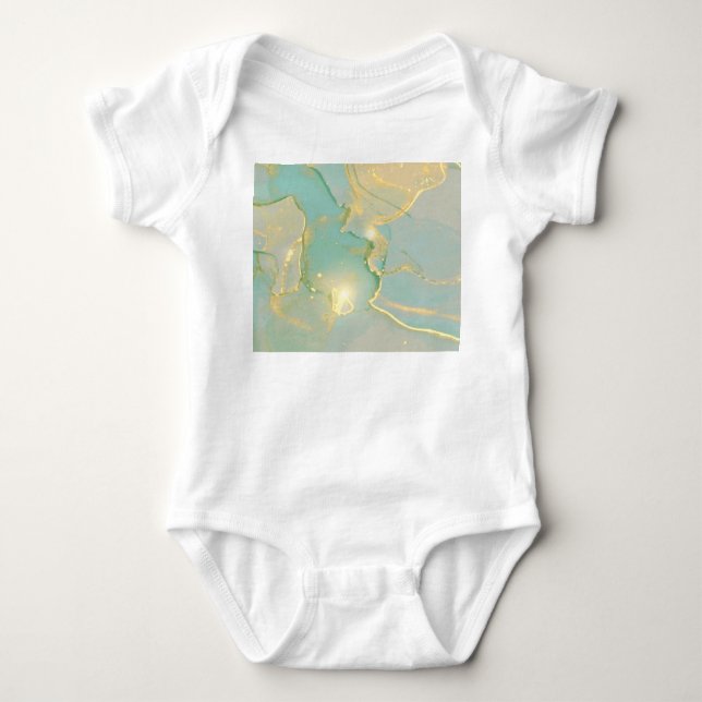 Body Para Bebê Mint Green Dourado Marble: Texturado (Frente)