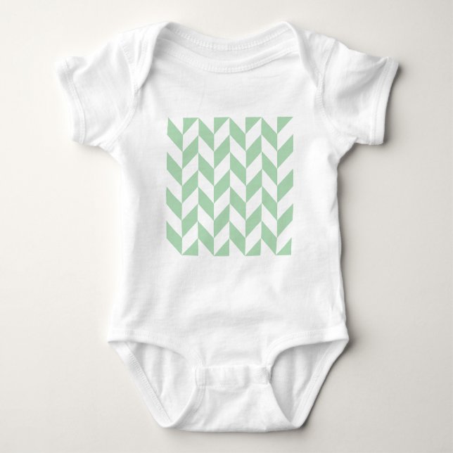 Body Para Bebê Mint Green Herringbone Pattern (Frente)