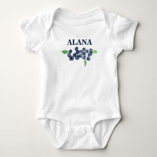 Body Para Bebê Mirtilos frutas aquarela Nome comida