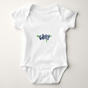 Body Para Bebê Mirtilos frutas vegano aquarela comida rústica