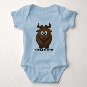 Body Para Bebê Miúdo engraçado do Gnu dos desenhos animados na