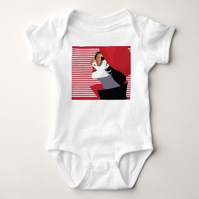 Body Para Bebê Moda Art Pop Mulher Vintage (Frente)
