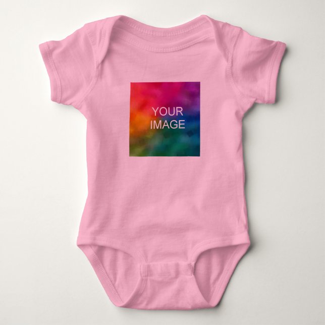 Body Para Bebê Modelo de Cor Rosa Personalizada Adicionar Foto de (Frente)