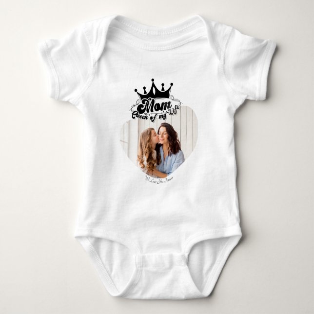 Body Para Bebê Modern Black Crown, MOM Queen of my life  (Frente)