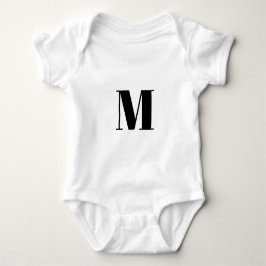 Body Para Bebê Modern black  custom monogram initial letter cute 