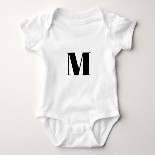 Body Para Bebê Modern black custom monogram initial letter cute