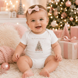 Body Para Bebê Modern Blush Meu Primeiro Natal – Personalizado