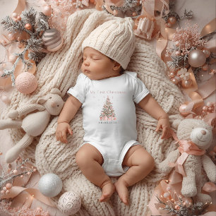 Body Para Bebê Modern Blush Meu Primeiro Natal – Personalizado