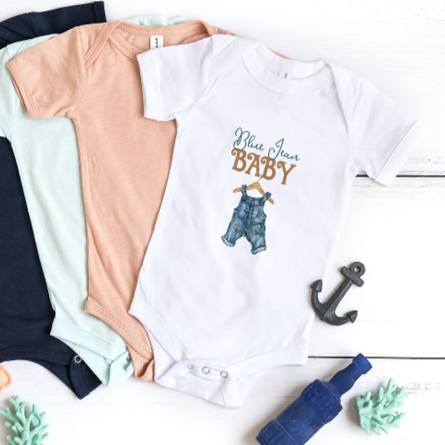 Body Para Bebê Modern Denim Boy Blue Chá de fraldas (Criador carregado)
