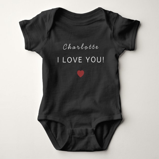Body Para Bebê Modern Personalized Valentine Baby Bodysuit (Frente)