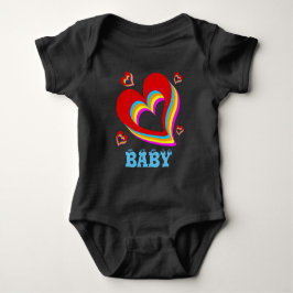 Body Para Bebê moderno coração colorido único bebê personalizável