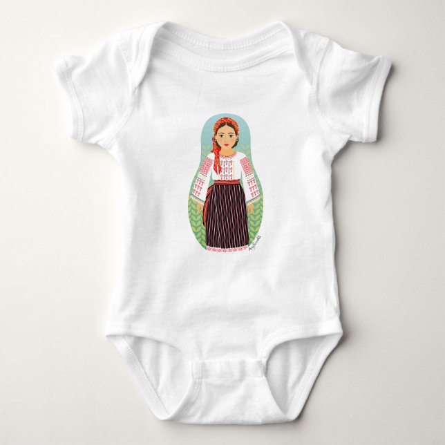 Body Para Bebê Moldovan Matryoshka Baby Bodyfit (Frente)