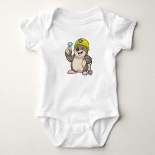 Body Para Bebê Mole como Mineiro com Pá e Diamante