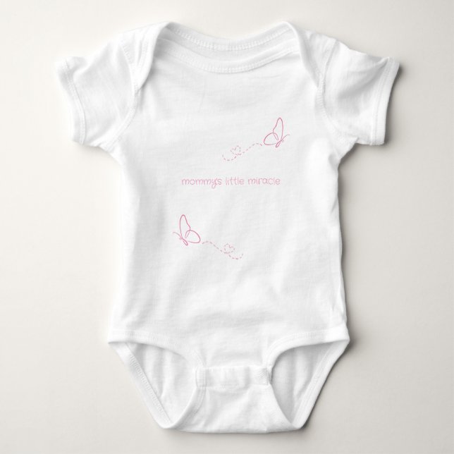 Body Para Bebê "mommy's little miracle" Pink Butterflies (Frente)