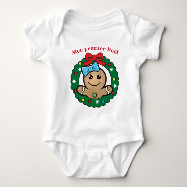 Body Para Bebê 🎅 Mon premier Noël para uma menina recém-nascida  (Frente)