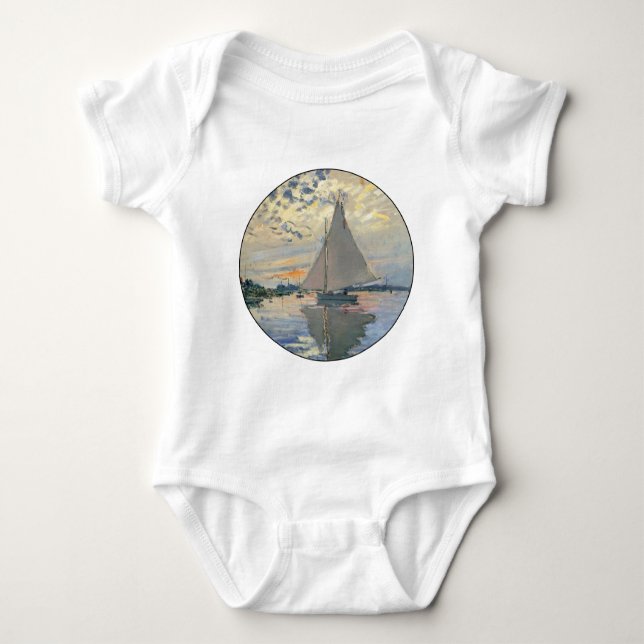 Body Para Bebê Monet Sailboat French Impressionism Classic Art (Frente)