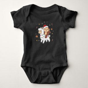 Body Para Bebê Monkey Lama Natal - Animais de inverno
