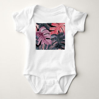 Body Para Bebê Monocromo Monstera: Padrão Tropical Watercolor.