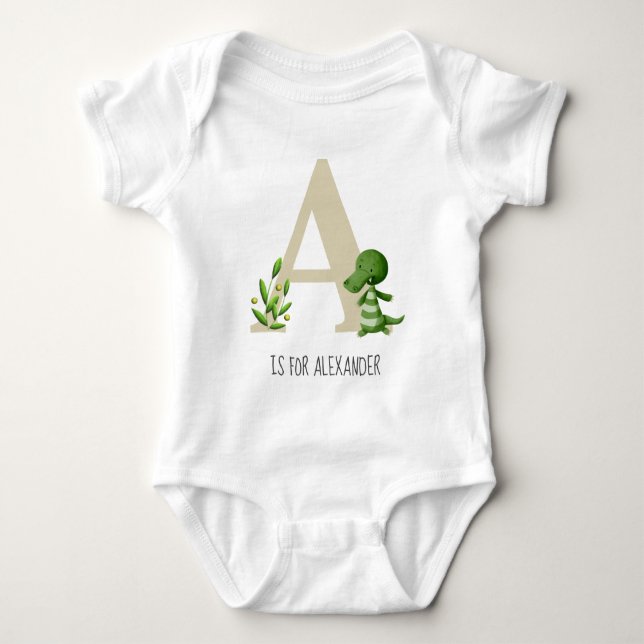 Body Para Bebê Monograma A Jacaré (Frente)