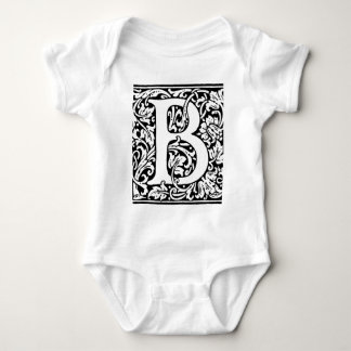 Body Para Bebê Monograma B inicial. Padrão Floral de Nome Persona