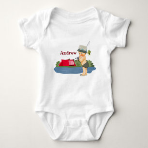 Body Para Bebê Monograma Bebê Pescador, um pedaço de T-Shirt