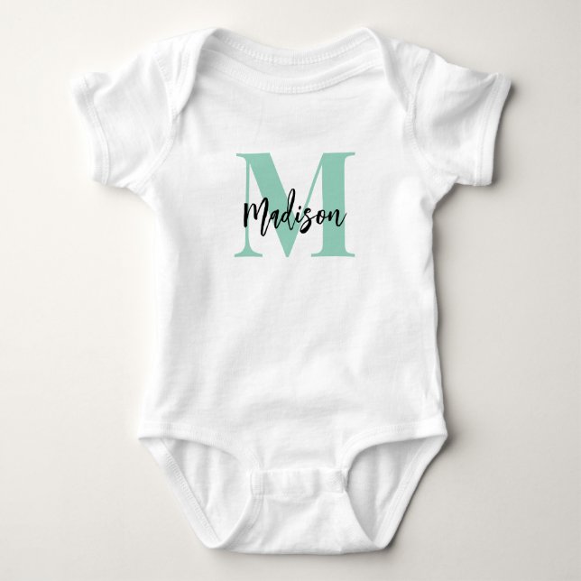 Body Para Bebê Monograma com Nome de Script (Frente)