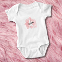 Monograma de Menina Bebê em Aquarela Rosa