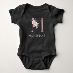 Body Para Bebê Monograma Floral Nome M