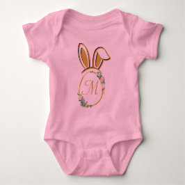 Body Para Bebê Monograma Único de Coelhinhos de Páscoa