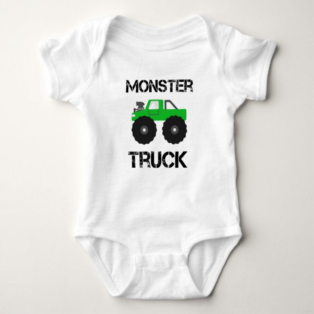 Body Para Bebê Monster truck verde (Frente)