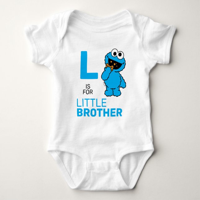 Body Para Bebê Monstro Come-Biscoitos | L de Irmão Mais Novo (Frente)