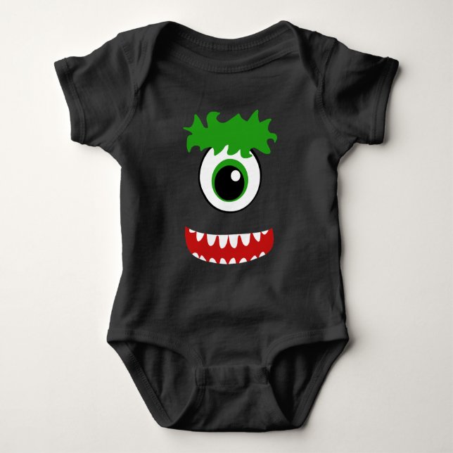 Body Para Bebê Monstro Kawaii Sorridente de Um Olho (Frente)