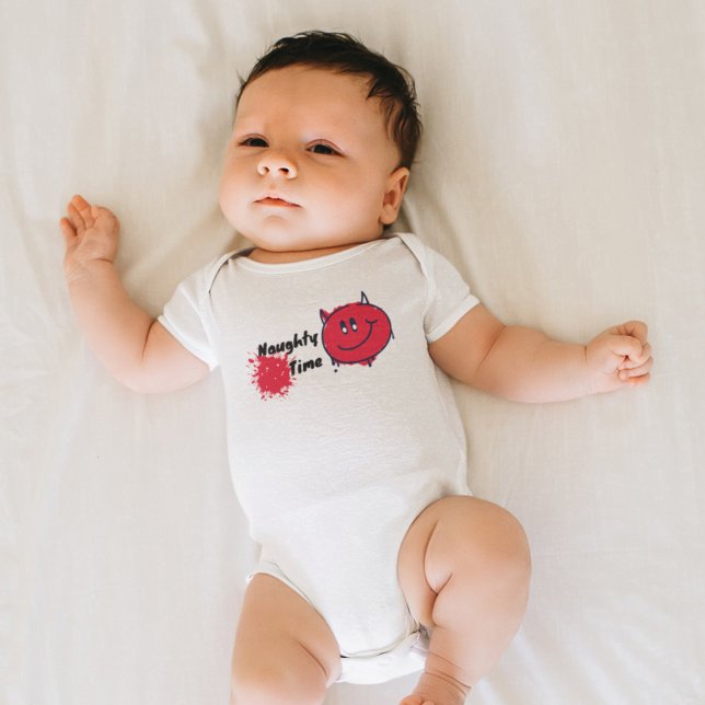 Body Para Bebê Monstro malvado (cartoon little evil naughty monster on organic baby bodysuit.)