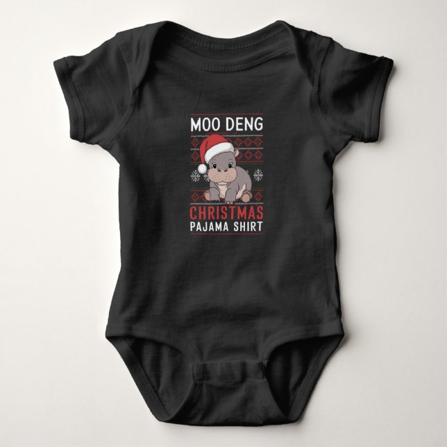 Body Para Bebê Moo Deng Natal Pajama Matando Família (Frente)