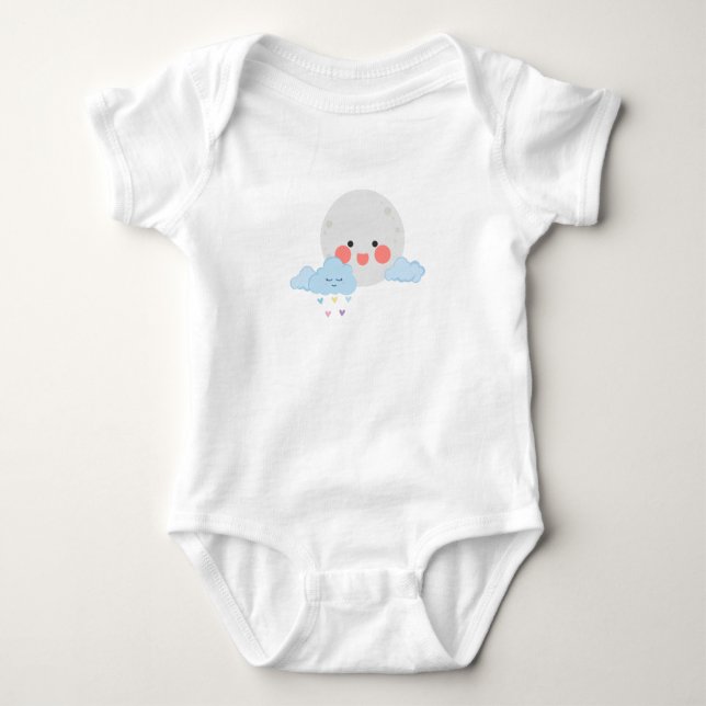 Body Para Bebê Moon and cloud cute design (Frente)