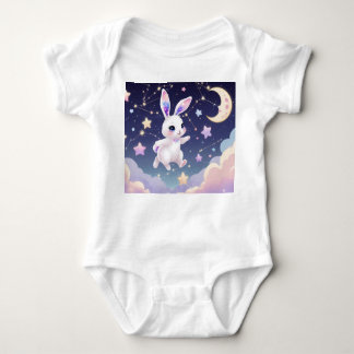 Body Para Bebê Moon Bunny Baby Bodysuit – Pastel Celestial Rabbit