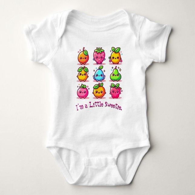 Body Para Bebê Morango Laranja Pera & Frutas Lindas (Frente)