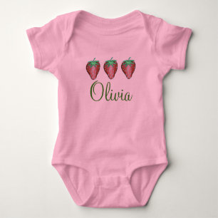 Body Para Bebê Morangos Vermelhos Fruta de Morango Personalizada