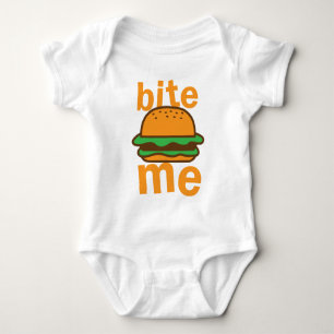 Body Para Bebê morda-me! com Hamburger bonito