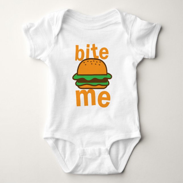 Body Para Bebê morda-me! com Hamburger bonito (Frente)