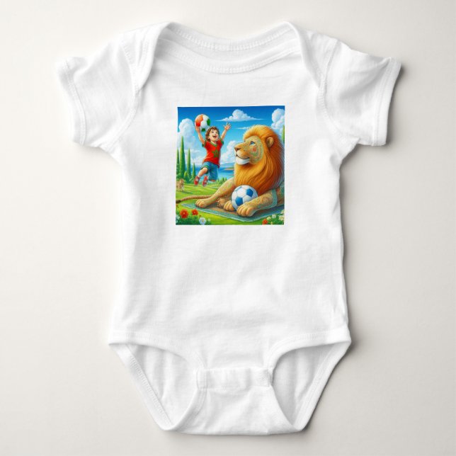 Body Para Bebê Moroccan Football Baby Bodysuit.Lion Pride Design (Frente)