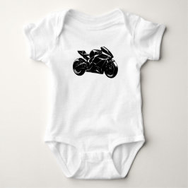 Body Para Bebê Motocicleta Futurista Vetor Preto Branco