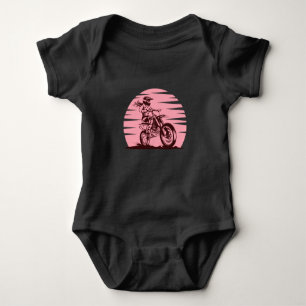 Body Para Bebê Motocross Girl Retro Vintage Rosa
