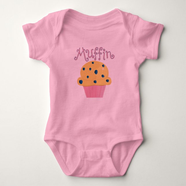 Body Para Bebê Muffin de blueberry bonito do muffin (Frente)
