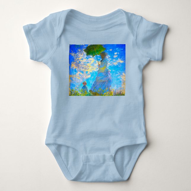 Body Para Bebê Mulher com Guarda-Sol de Monet (Frente)