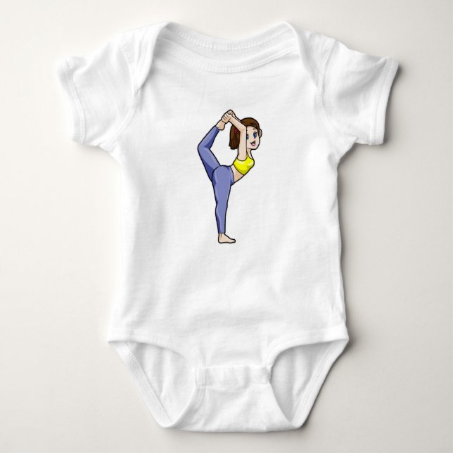 Body Para Bebê Mulher em exercícios de alongamento de yoga pernas (Frente)