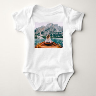 Body Para Bebê Mulher Silhueta Lago Alpino Natureza