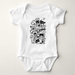 Body Para Bebê Multidão de Personagens de Desenho Animado Excêntr