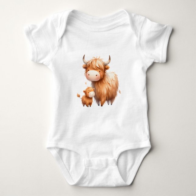 Body Para Bebê Mummy e Eu-Vaca das Terras Altas (Frente)