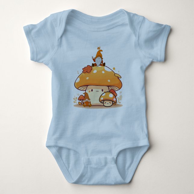 Body Para Bebê Mushroom e Gnome Fall (Frente)